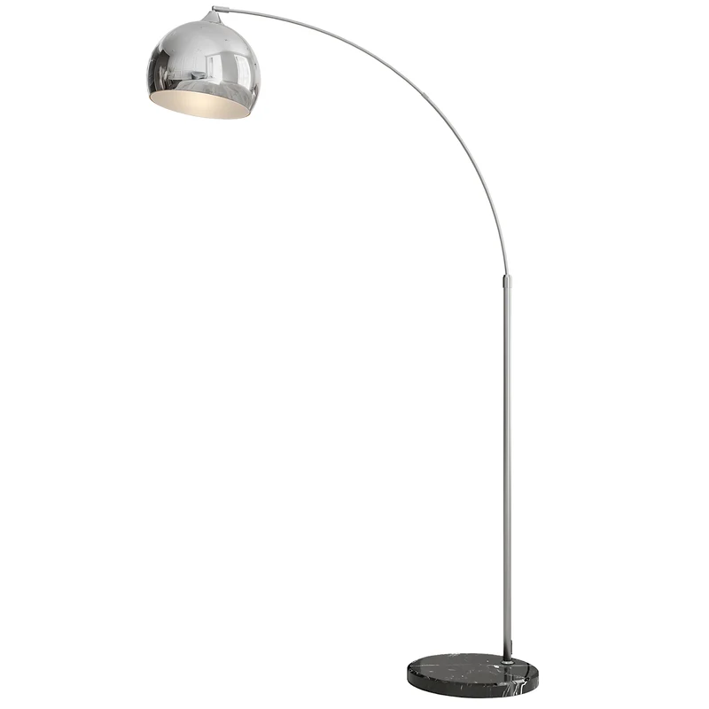 Lampadaire arc salon 115 x 30 x 180 cm réglable base solide fini mat ambiance cosy vintage contemporain en métal noir 21_0007031