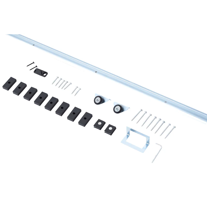 Kit complet porte coulissante 93 x 4 cm rail 186 x 3 cm gain de place installation facile style industriel en acier gris 21_0007137