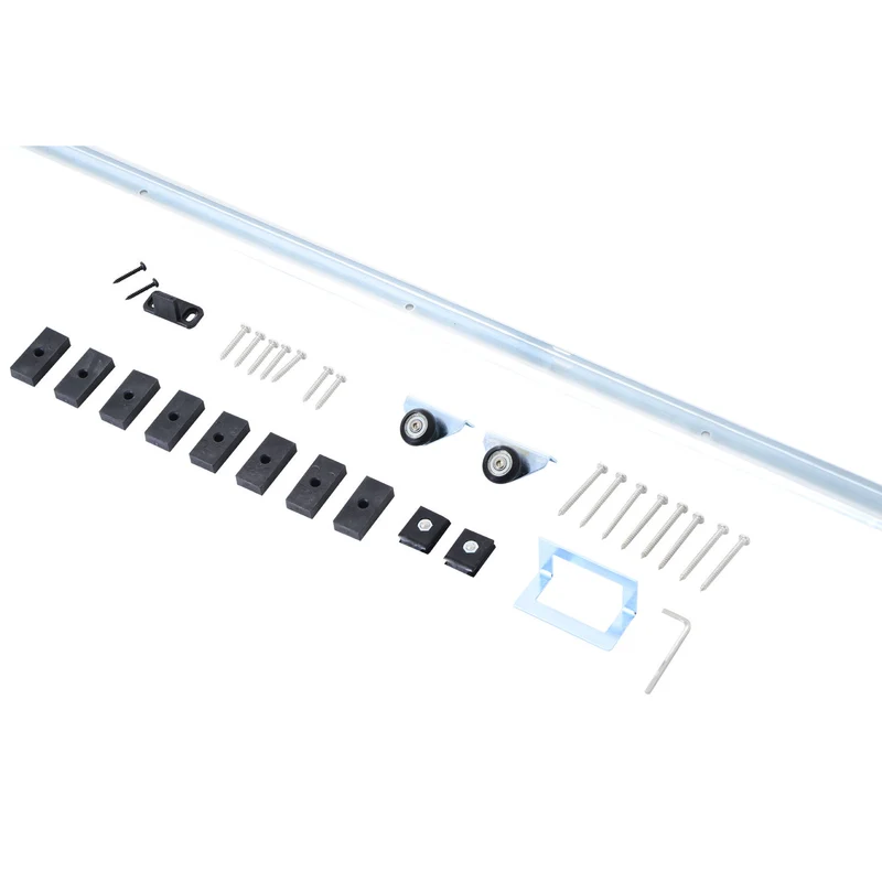 Kit complet porte coulissante 93 x 4 cm rail 186 x 3 cm gain de place installation facile style industriel en acier gris 21_0007137