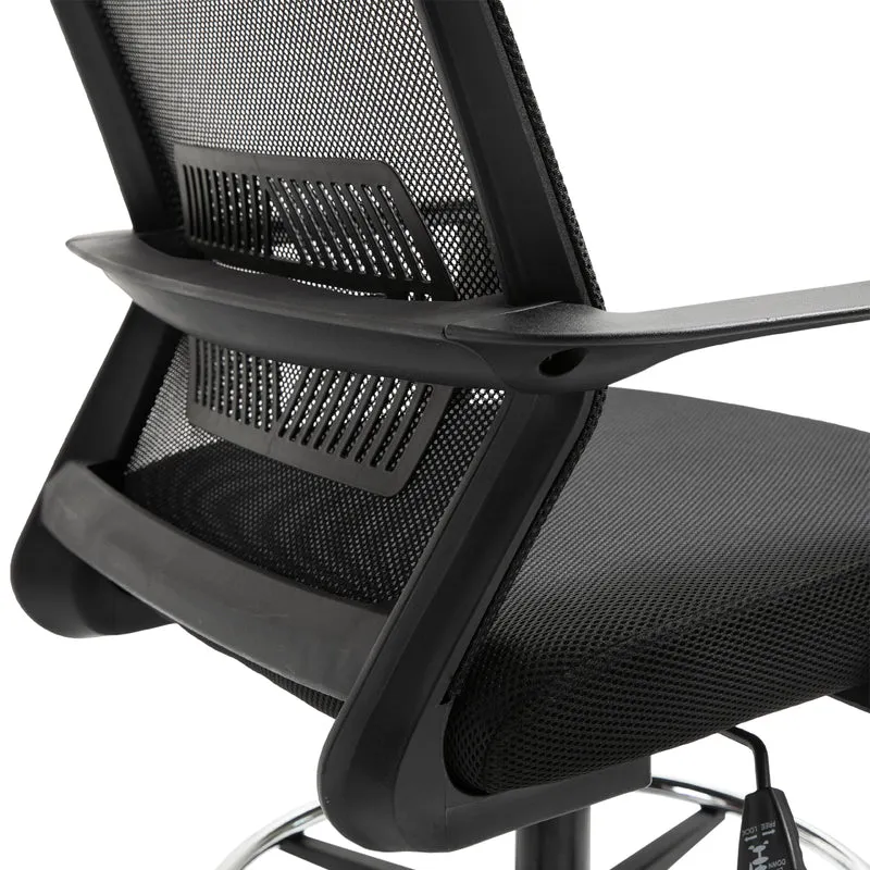 Fauteuil de bureau assise haute 64 x 59 x 104-124 cm assise réglable pivotant 360° contemporain épuré en maille noir 21_0006158