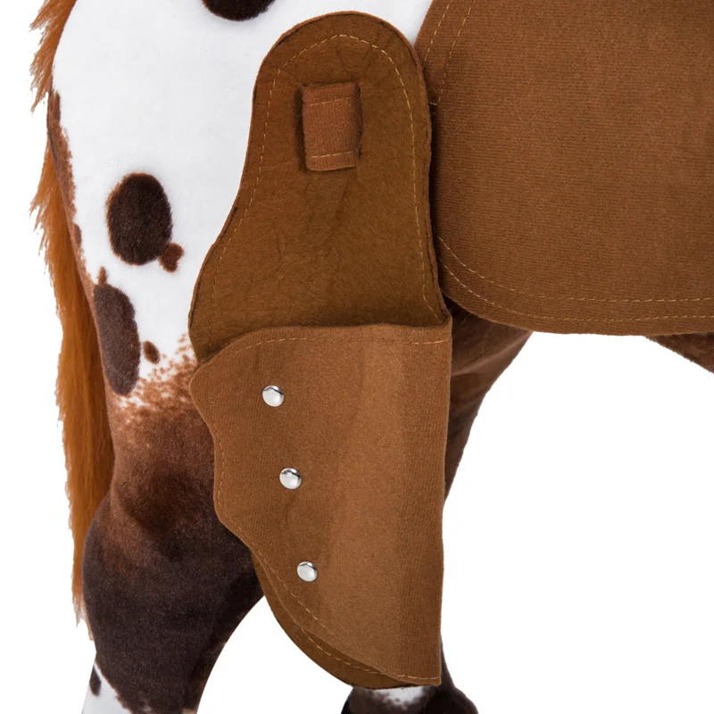 Cheval en peluche debout enfant 85 x 28 x 60 cm sons hennissement galop selle et rênes style rustique en peluche marron 21_0000274
