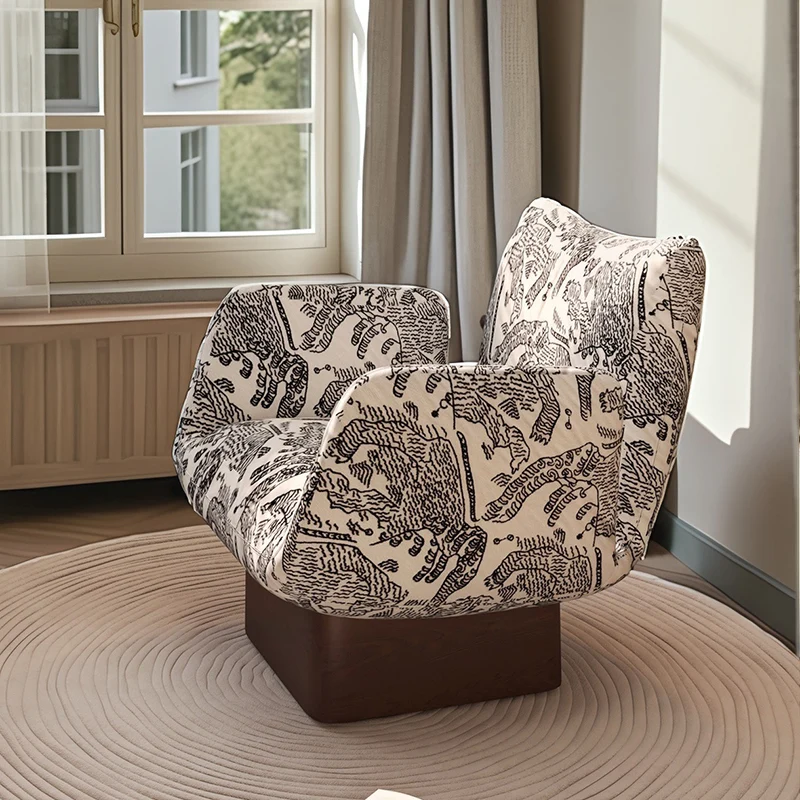 Traditional Vintage Curved Faux Leather Solid Wood Velvet Sponge Accent Chair Backrest Armrest For Living Room