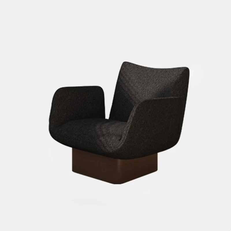 Traditional Vintage Curved Faux Leather Solid Wood Velvet Sponge Accent Chair Backrest Armrest For Living Room