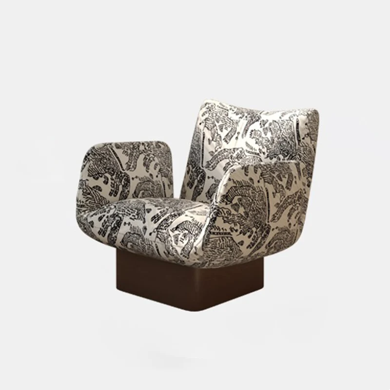 Traditional Vintage Curved Faux Leather Solid Wood Velvet Sponge Accent Chair Backrest Armrest For Living Room