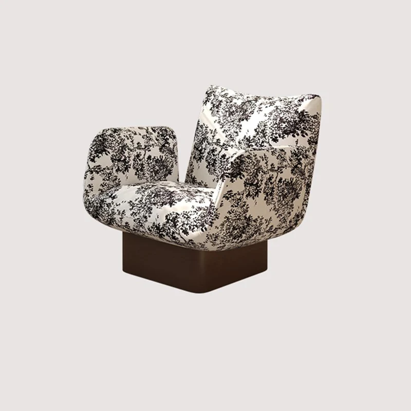 Traditional Vintage Curved Faux Leather Solid Wood Velvet Sponge Accent Chair Backrest Armrest For Living Room