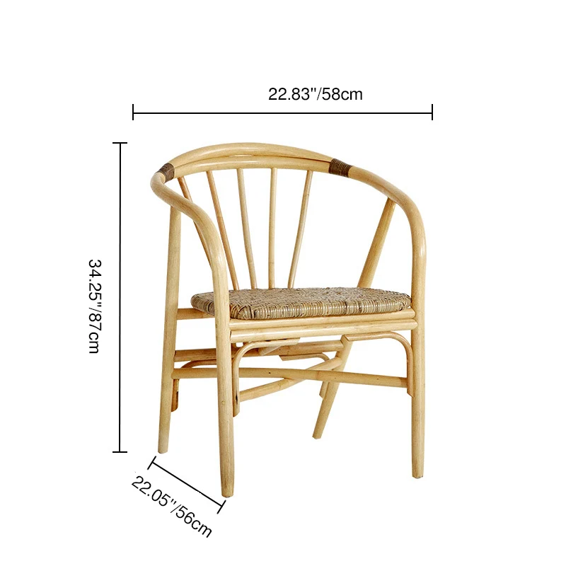 Contemporary Boho Accent Chair - Premium Indonesian Rattan: Hand-Woven Craftsmanship, Natural Rattan Texture, Durable & Skin-Friendly For Living Room & Bedroom
