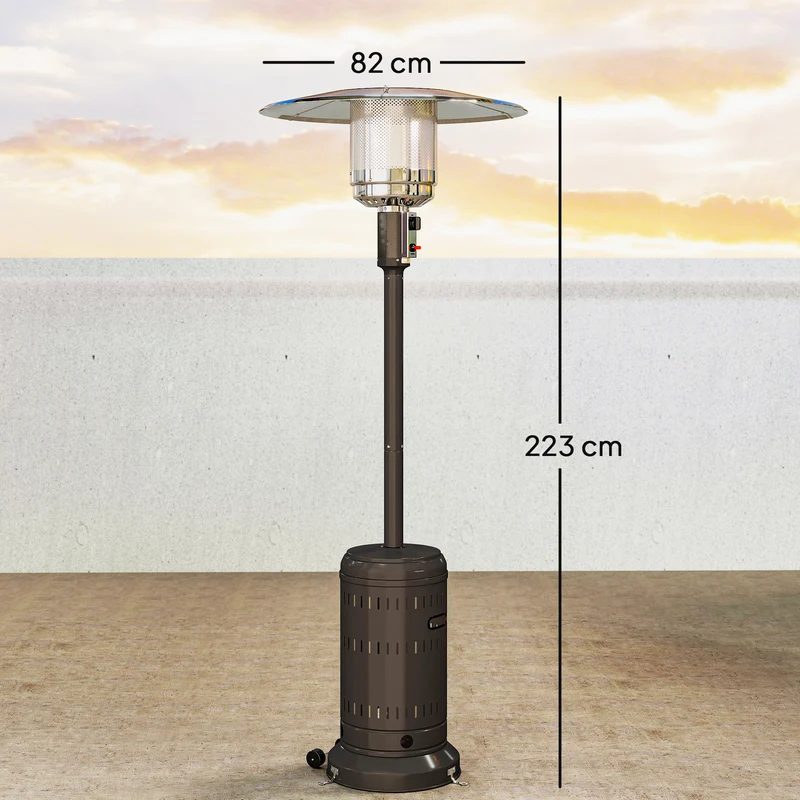 Chauffage extérieur gaz terrasse 82 x 82 x 223 cm chaleur réglable sécurité basculement moderne design en aluminium noir 21_0003914