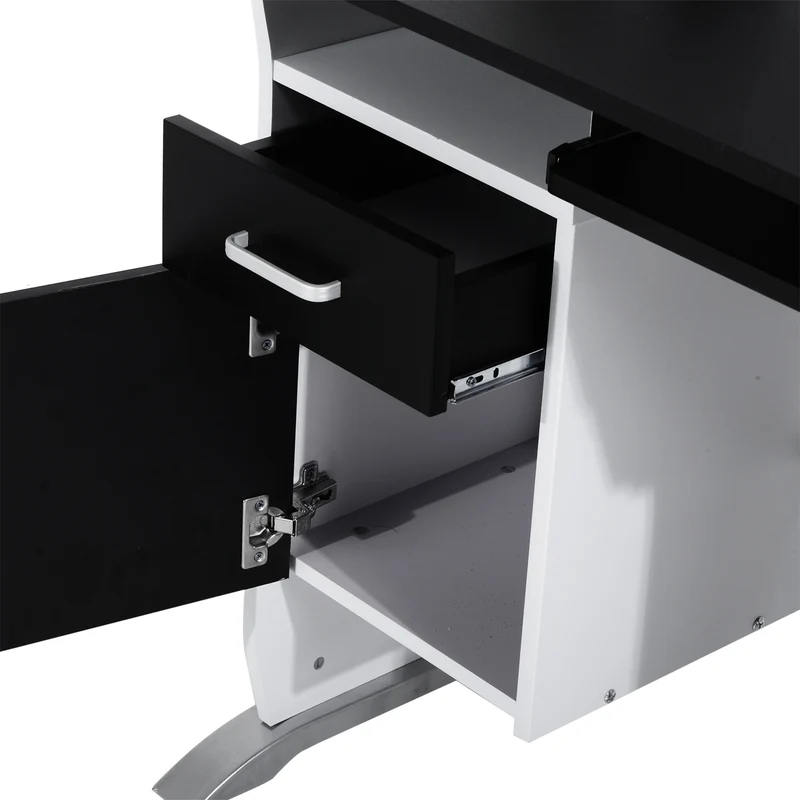 Bureau informatique 100 x 52 x 75 cm multi rangements surface mélaminée entretien facile design contemporain en MDF noir 21_0006120