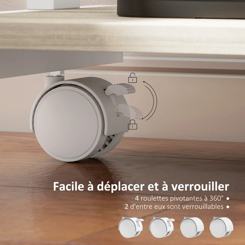 Bureau d'ordinateur sur roulettes 56 x 51 x 79 cm mobilité rangement intégré moderne en panneau de particules chêne 21_0006138