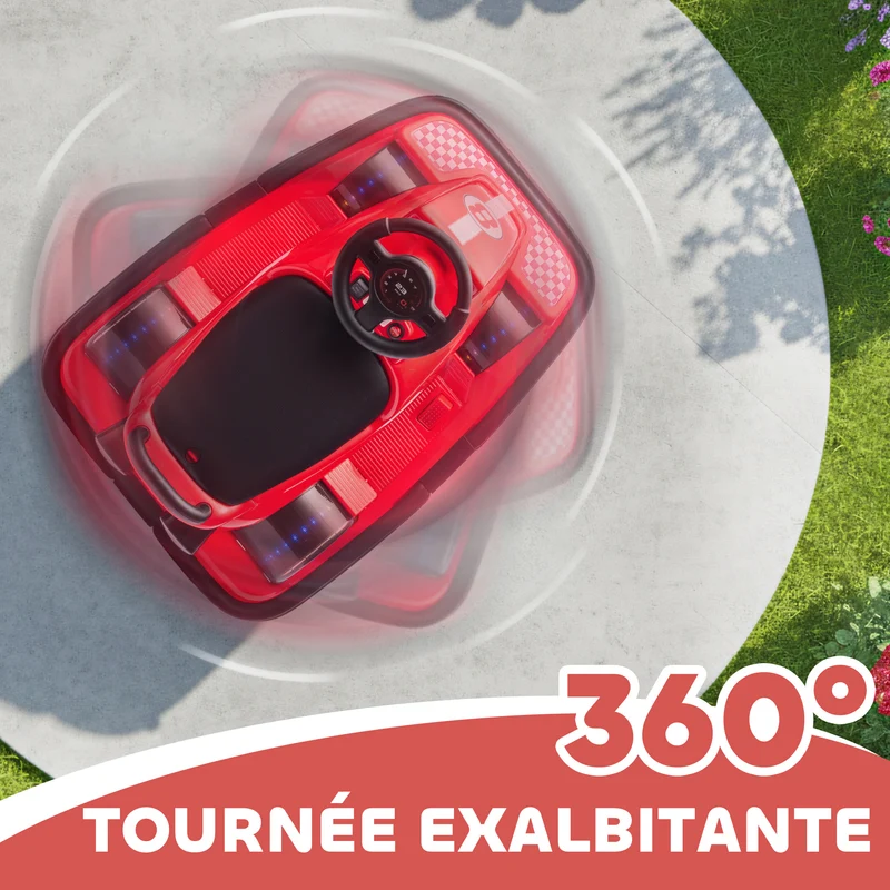 Auto-tamponneuse enfant rotation 360° 74 x 53 x 48 cm démarrage doux klaxon musique moderne tendance en plastique rouge 21_0000637