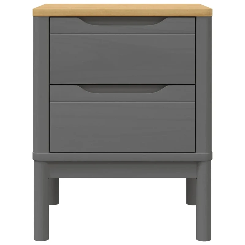Table de chevet avec deux tiroirs 45 x 39 x 57 cm bois de pin massif gris DEC033915