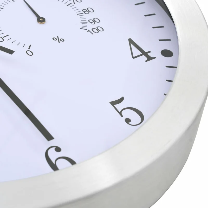 Horloge murale à quartz Hygromètre et thermomètre 30 cm Blanc DEC022254