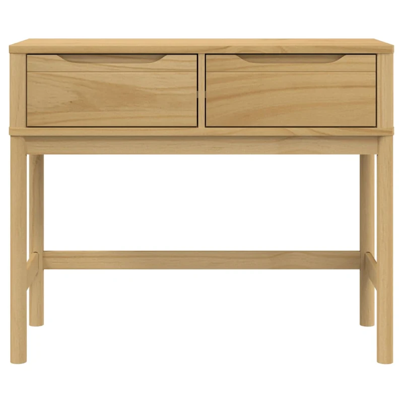 Table d'appoint console pratique avec tiroirs pour une entrée organisée 89,5 x 36,5 x 73 cm pin massif brun DEC031990