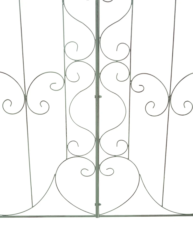 Lot de 2 treillis de jardin support pour plantes grimpantes 133x99 cm en métal vert vieilli 10_0003839