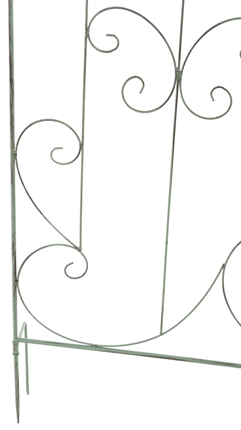 Lot de 2 treillis de jardin support pour plantes grimpantes 133x99 cm en métal vert vieilli 10_0003839