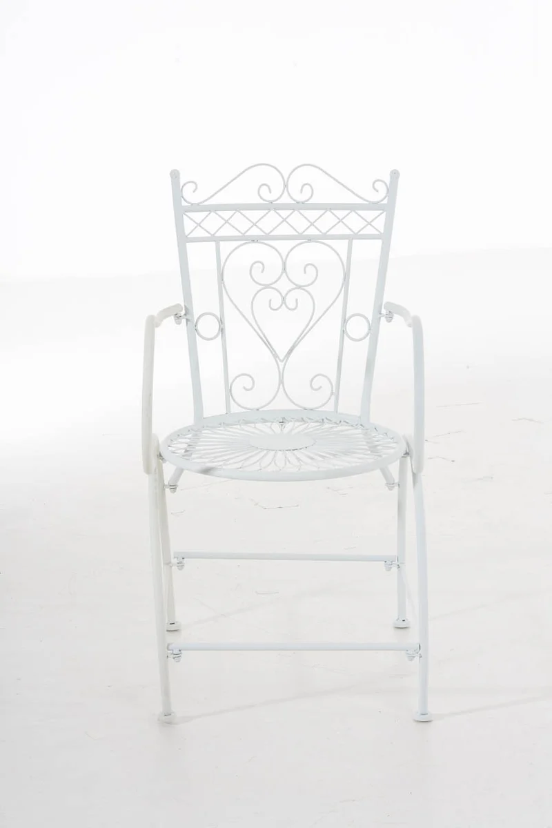 Chaise de jardin avec accoudoirs balcon terrasse design rustique en métal blanc 10_0004002