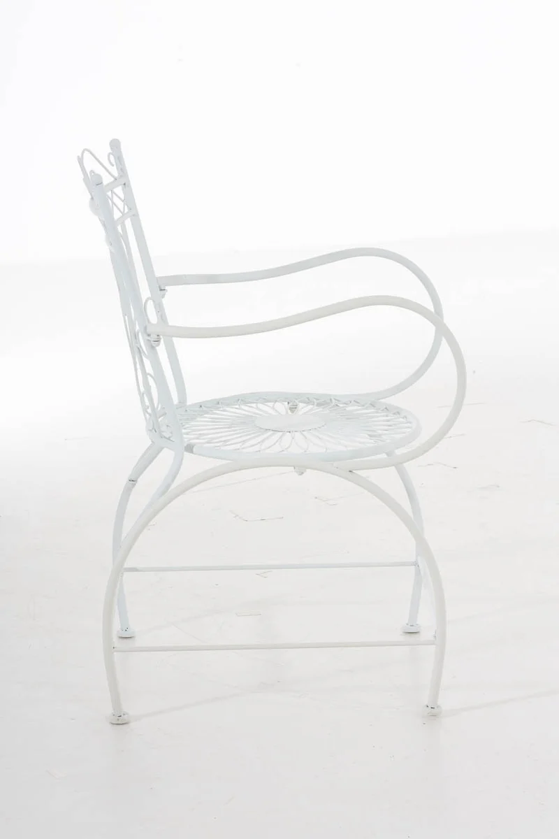 Chaise de jardin avec accoudoirs balcon terrasse design rustique en métal blanc 10_0004002