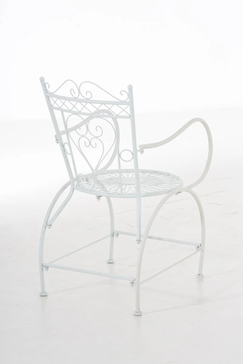 Chaise de jardin avec accoudoirs balcon terrasse design rustique en métal blanc 10_0004002