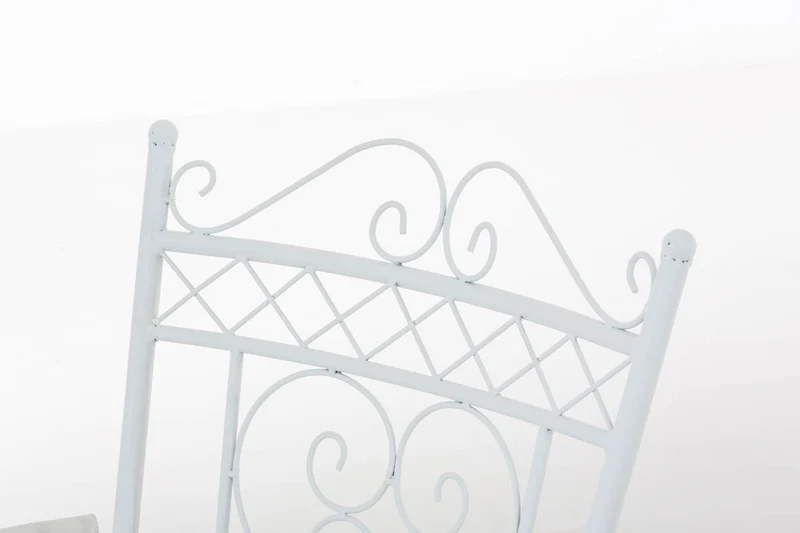 Chaise de jardin avec accoudoirs balcon terrasse design rustique en métal blanc 10_0004002