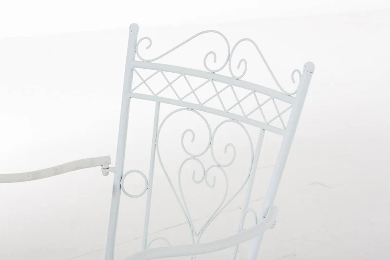 Chaise de jardin avec accoudoirs balcon terrasse design rustique en métal blanc 10_0004002