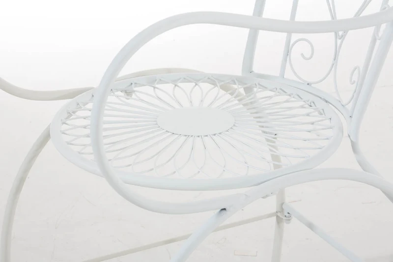 Chaise de jardin avec accoudoirs balcon terrasse design rustique en métal blanc 10_0004002