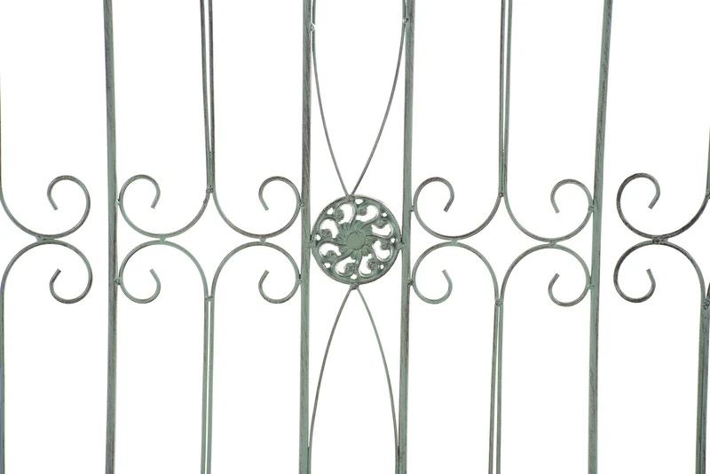 Clôture de jardin en fer forgé vert vieilli 124 cm – barrière décorative métal pour extérieur 10_0008103