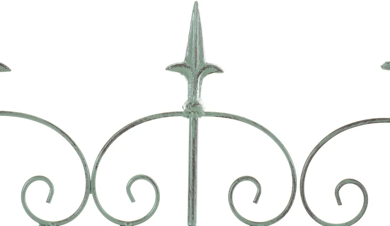Clôture de jardin en fer forgé vert vieilli 124 cm – barrière décorative métal pour extérieur 10_0008103