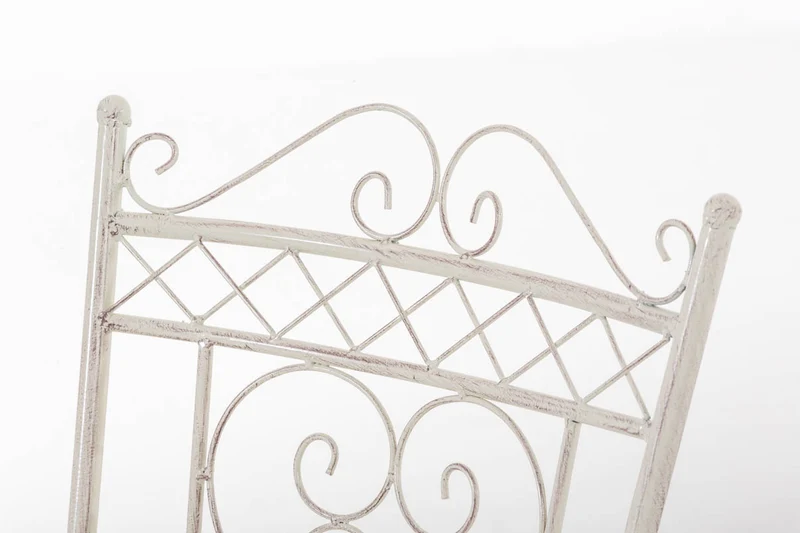 Chaise de jardin avec accoudoirs balcon terrasse design rustique en métal crème vieilli 10_0004003