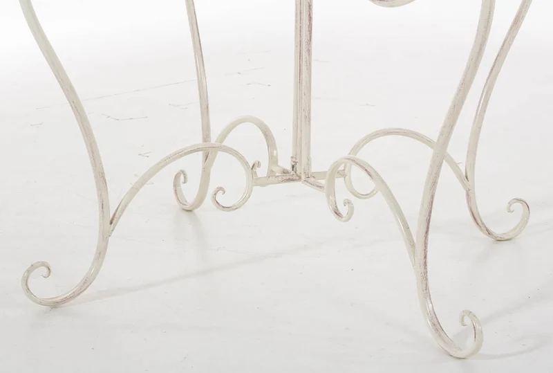 Table de jardin balcon terrasse design rustique hauteur 69 cm en métal crème vieilli 10_0004009