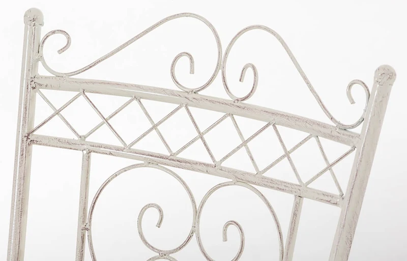 Lot de 2 chaises de jardin avec accoudoirs balcon terrasse design rustique en métal crème vieilli 10_0002870