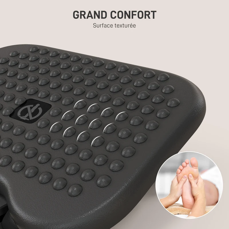 Repose-pieds ergonomique bureau réglable 46 x 35 x 17 cm soulage jambes atténue mal de dos moderne épuré en hips noir 21_0006356