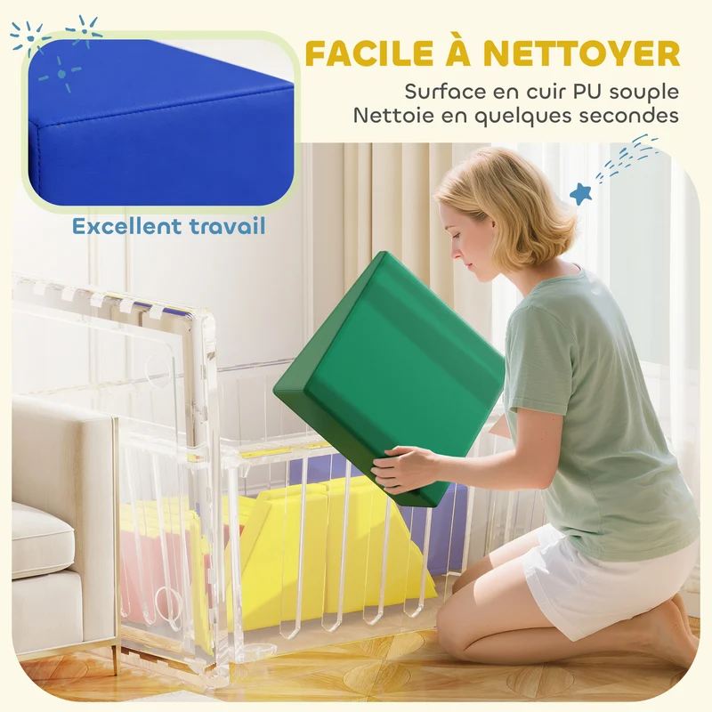 Parcours motricité bébé modulable piscine à balles 190 x 100 x 25 cm sécurisé ludique moderne assise en mousse epe rouge 21_0000738