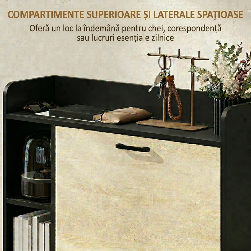 Meuble à chaussures couloir 83 x 24 x 90,5 cm tiroirs gain de place design moderne en panneau de particules bois naturel 21_0002788