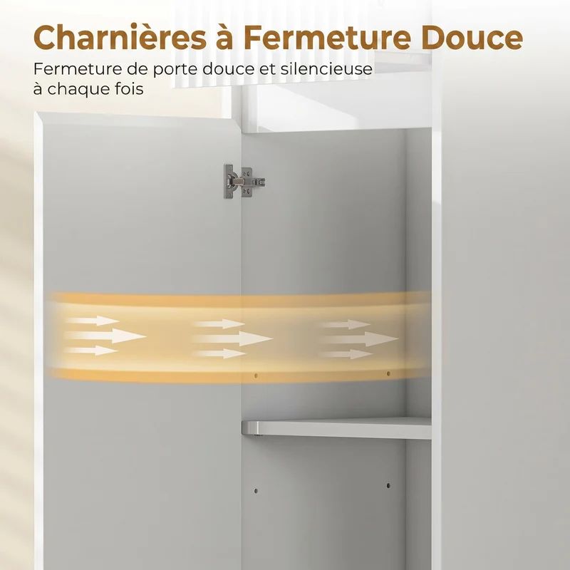 Meuble de salle de bain haut 33 x 30 x 172 cm profil fin rangement optimisé étagères ouvertes moderne épuré en MDF blanc 21_0002147