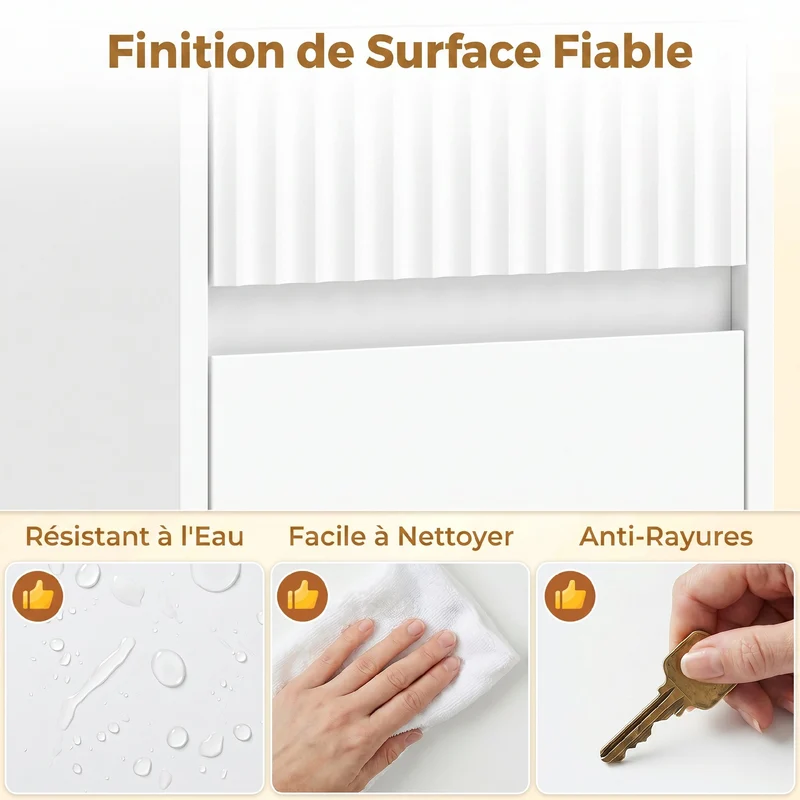Meuble de salle de bain haut 33 x 30 x 172 cm profil fin rangement optimisé étagères ouvertes moderne épuré en MDF blanc 21_0002147