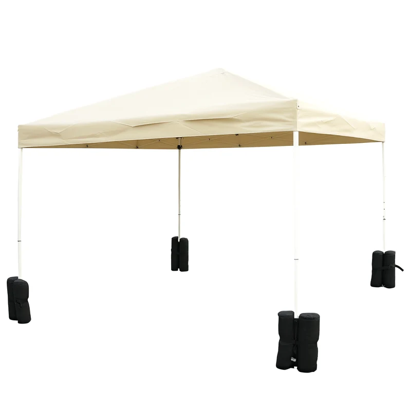 Lot de 4 sacs de lestage tonnelle parasol 14 x 42 cm stabilité optimale fixation sangles jardin épuré en polyester noir 21_0006968