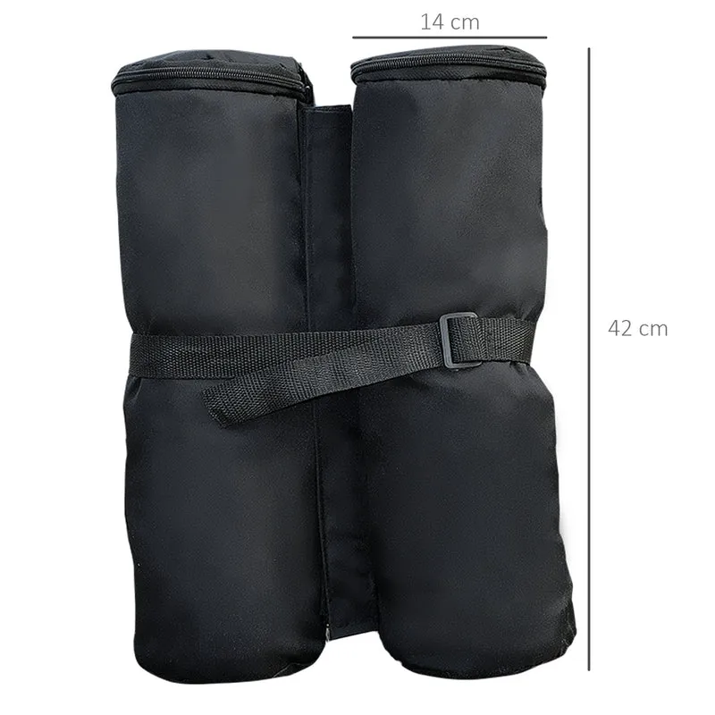 Lot de 4 sacs de lestage tonnelle parasol 14 x 42 cm stabilité optimale fixation sangles jardin épuré en polyester noir 21_0006968