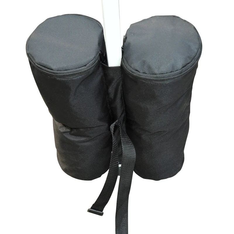 Lot de 4 sacs de lestage tonnelle parasol 14 x 42 cm stabilité optimale fixation sangles jardin épuré en polyester noir 21_0006968