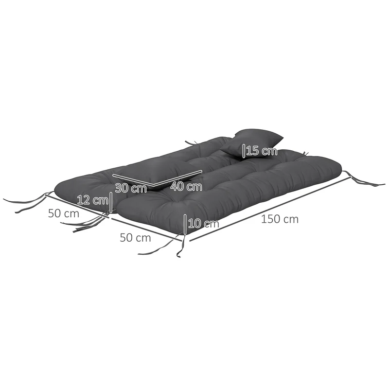 Lot de 4 coussins balancelle 150 x 50 x 10 cm rembourrage épais attaches contemporain cosy en polyester gris anthracite 21_0005216