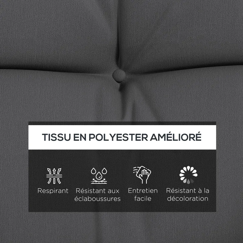 Lot de 4 coussins balancelle 150 x 50 x 10 cm rembourrage épais attaches contemporain cosy en polyester gris anthracite 21_0005216