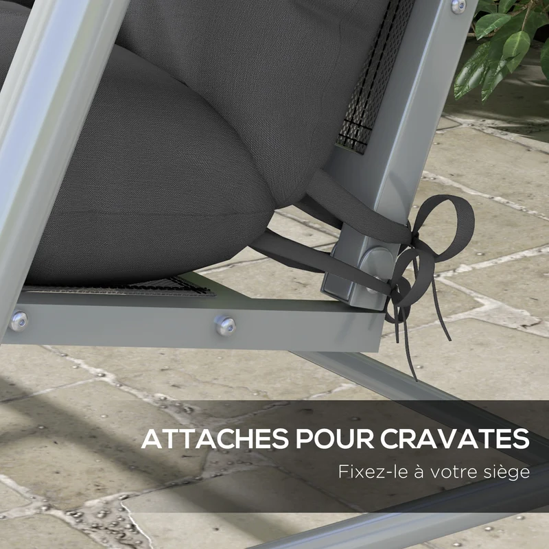 Lot de 4 coussins balancelle 150 x 50 x 10 cm rembourrage épais attaches contemporain cosy en polyester gris anthracite 21_0005216