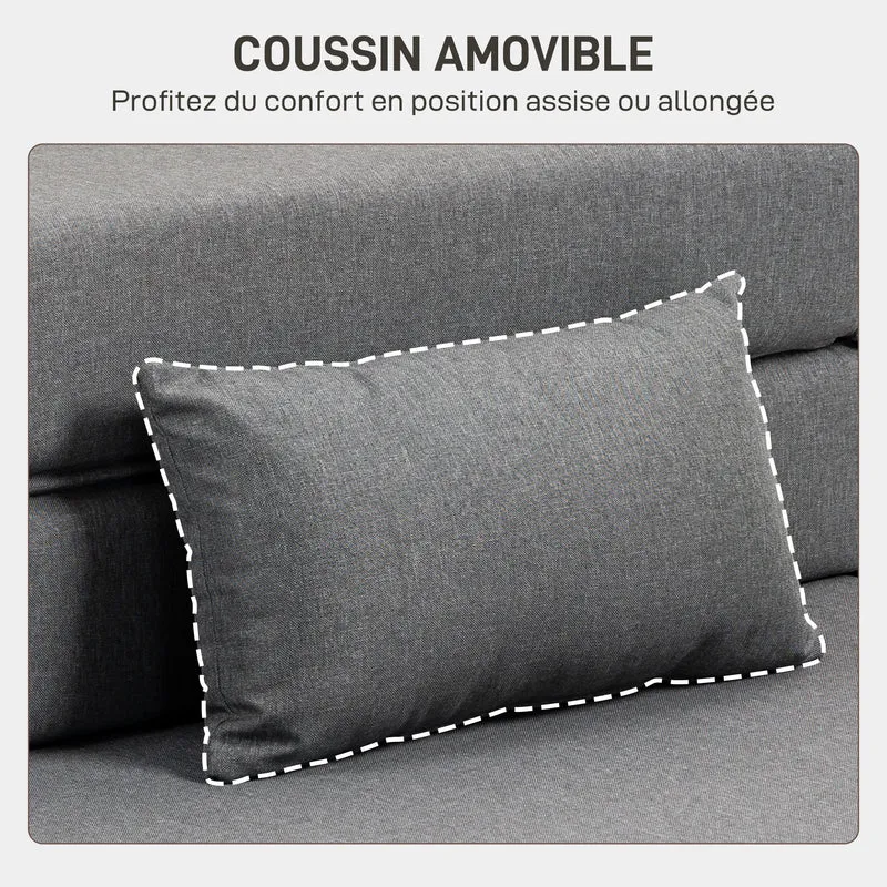 Fauteuil convertible 1 place pour invités 210 x 80 x 15 cm gain de place rembourrage mousse moderne épuré en tissu gris 21_0003503
