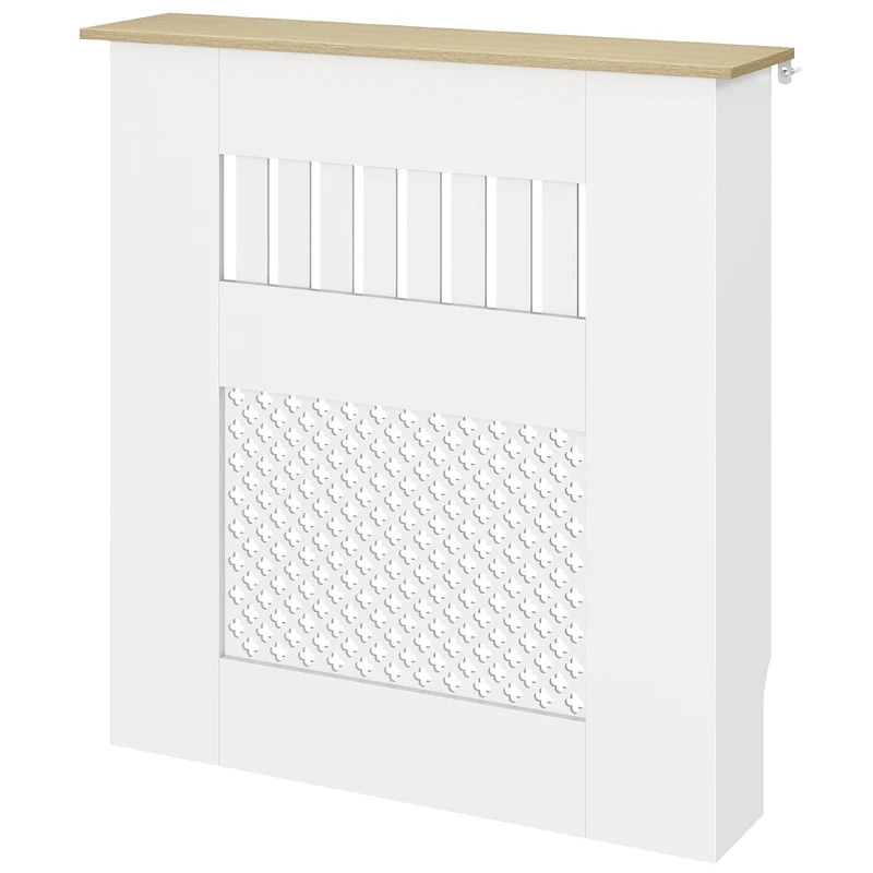 Cache-radiateur lamelles salon 78 x 19 x 81 cm protection anti-basculement dessus rangement moderne épuré en MDF blanc 21_0001156