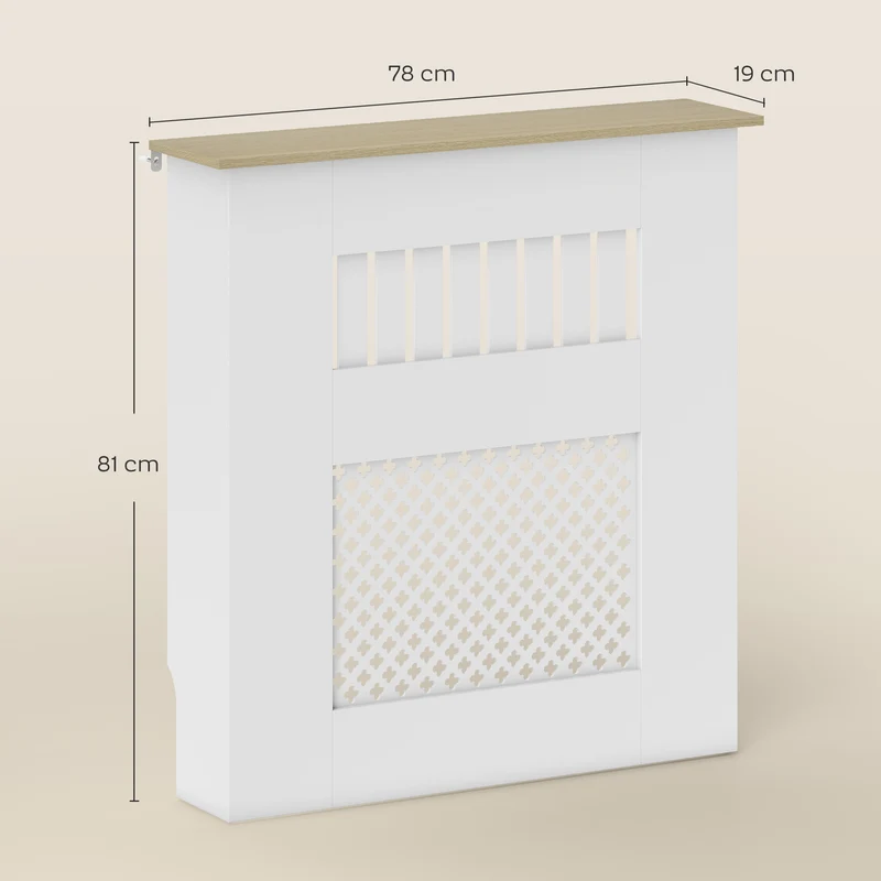 Cache-radiateur lamelles salon 78 x 19 x 81 cm protection anti-basculement dessus rangement moderne épuré en MDF blanc 21_0001156