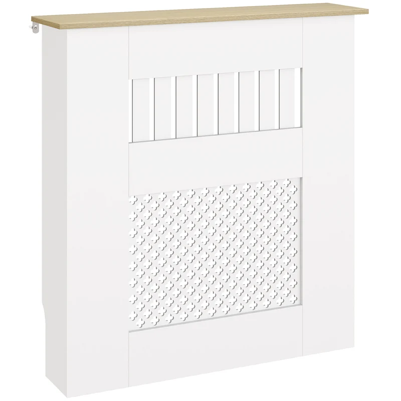 Cache-radiateur lamelles salon 78 x 19 x 81 cm protection anti-basculement dessus rangement moderne épuré en MDF blanc 21_0001156