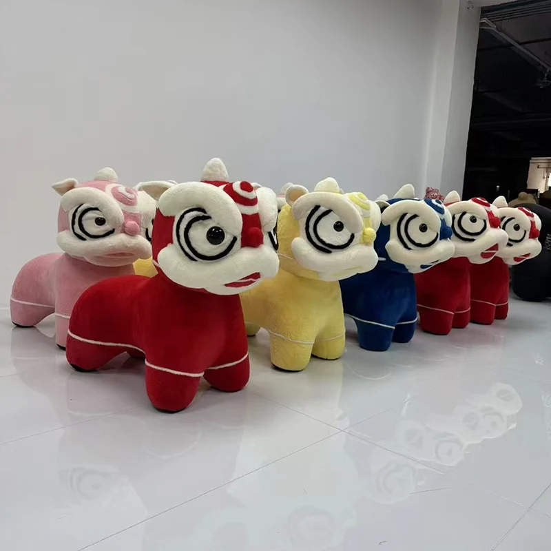 Traditional Chinese Velvet Iron Sponge Lion Dance Shape Stool For Living Room, Bedroom, Entryway