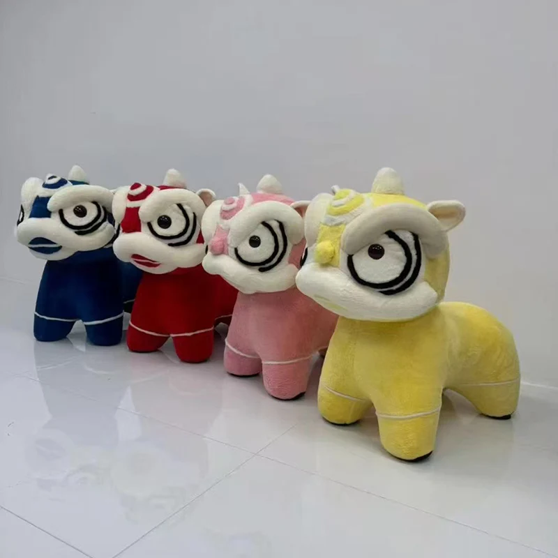 Traditional Chinese Velvet Iron Sponge Lion Dance Shape Stool For Living Room, Bedroom, Entryway
