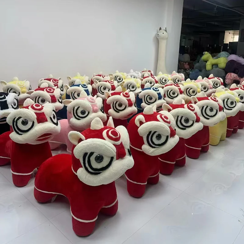 Traditional Chinese Velvet Iron Sponge Lion Dance Shape Stool For Living Room, Bedroom, Entryway