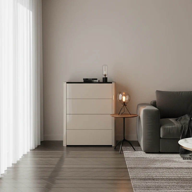Modern Minimalist Rectangular Storage Cabinet - MDF: Stable Structure, Smooth Drawers, Easy-Clean Surface & Space-Saving Vertical Design For Living Room & Bedroom