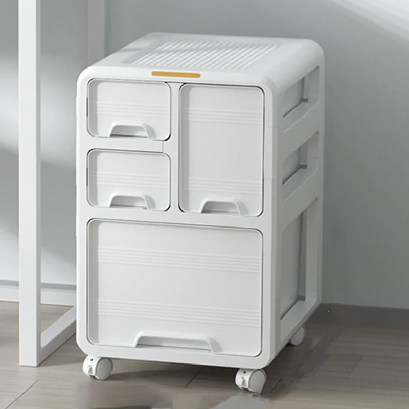 Modern Minimalist PP Mobile Curved Rectangular Storage Cabinet With 3/4/5 Drawers For Living Room